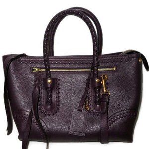 Alexander McQueen Whipstitched Folk Tote Aubergine Purple Leather